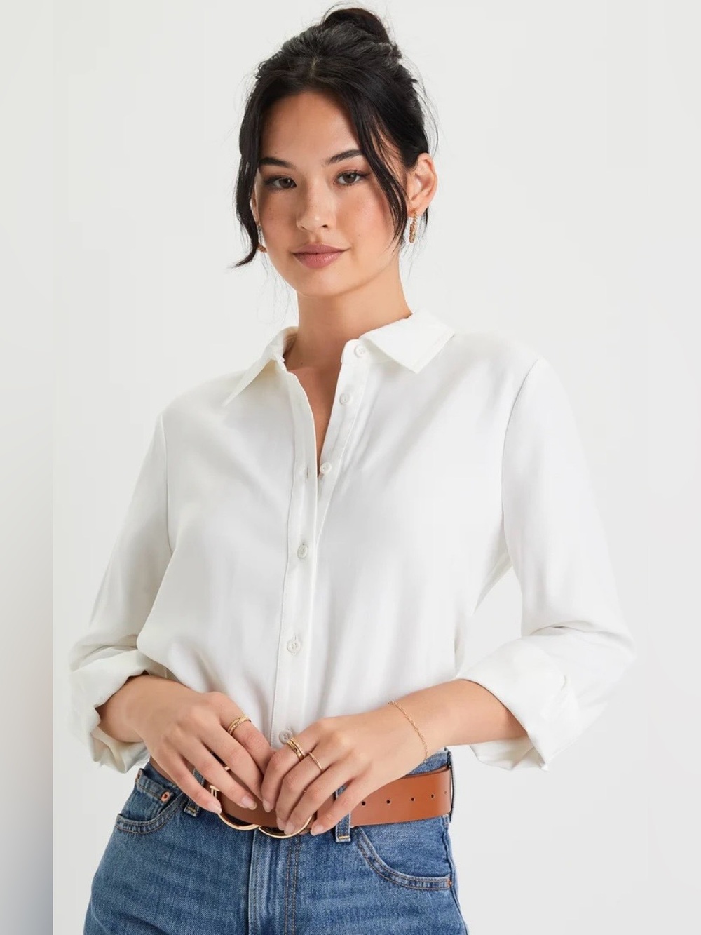 Free Assembly White Cotton Button Down Like New